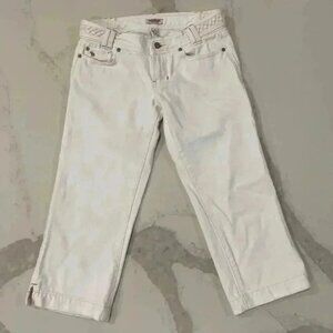 Y2K Vintage 90s Abercrombie & Fitch White Denim Crop Pant Braided Waist Womens 2